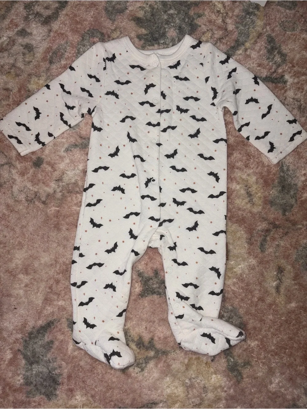 Halloween Bat & Ghost Quilted Footie Pajamas for Kids - Lavender and White